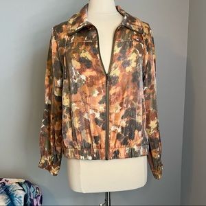 Ruby Rd. 12 Jacket Elastic Waist Cuffs Side Pockets Shimmery Camouflage